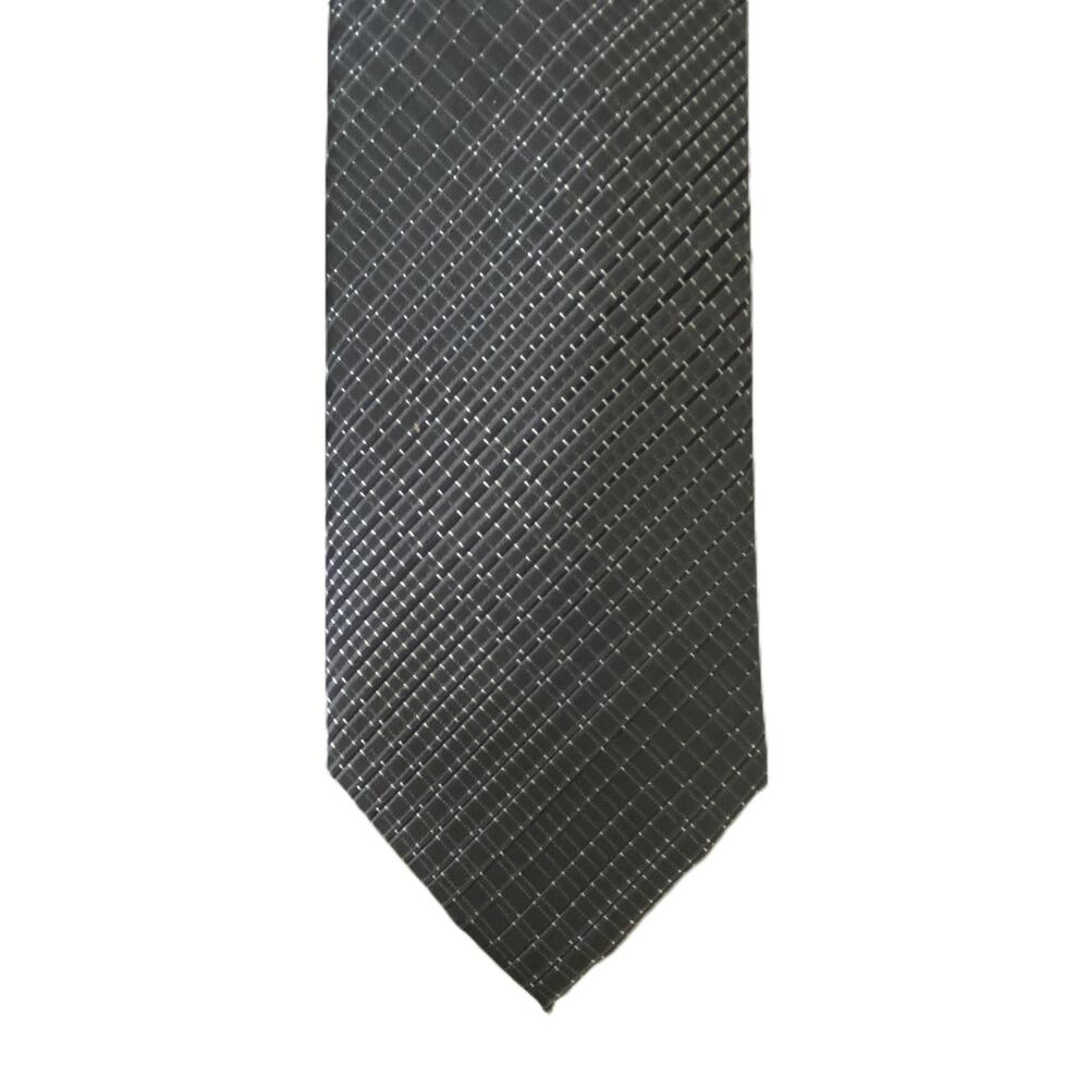 Perry Ellis Portfolio Necktie 3" Black Pearce Plaid Standard Length NEW